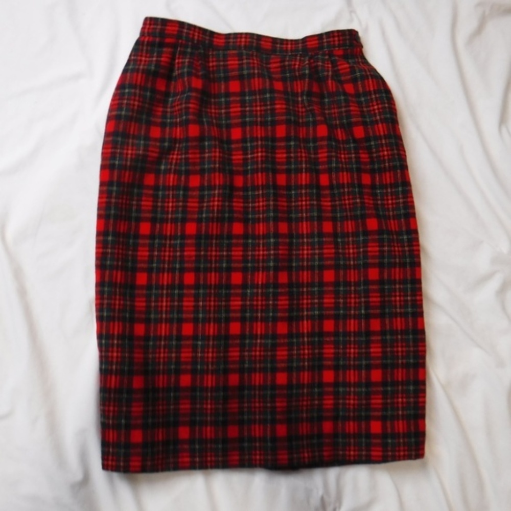 Vintage Pendleton Skirt 12 Red Plaid Tartan Wooll